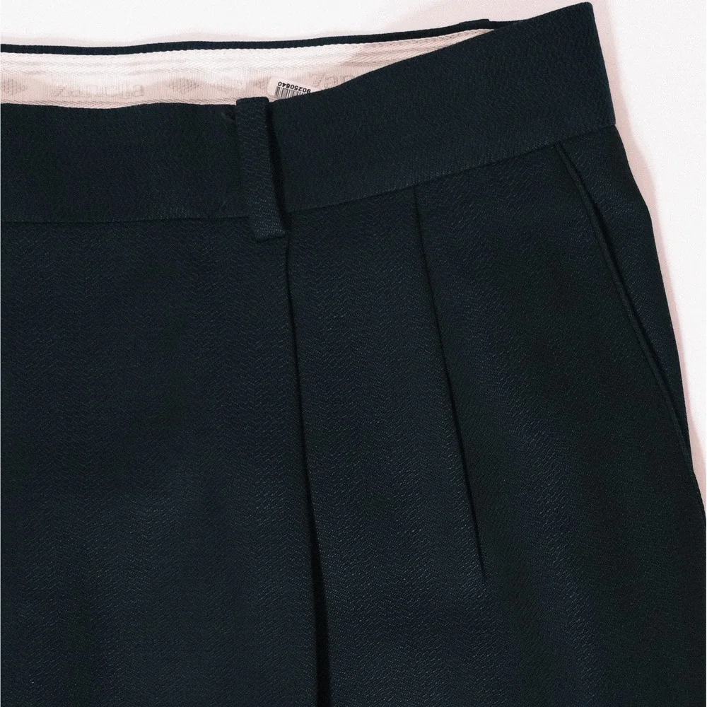 Zanella Bennett Mens 40x30 Flat Front Pleated Wool Dress Pants Black